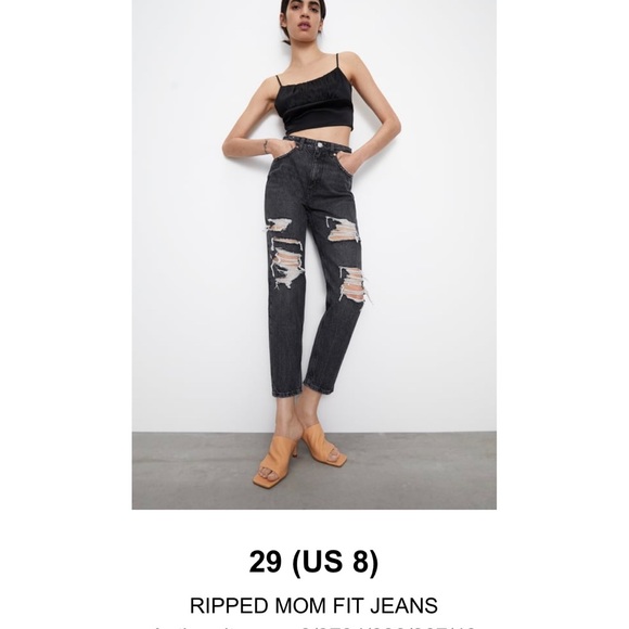 Zara Denim - ZARA Ripped MOM Jeans in Anthracite Grey